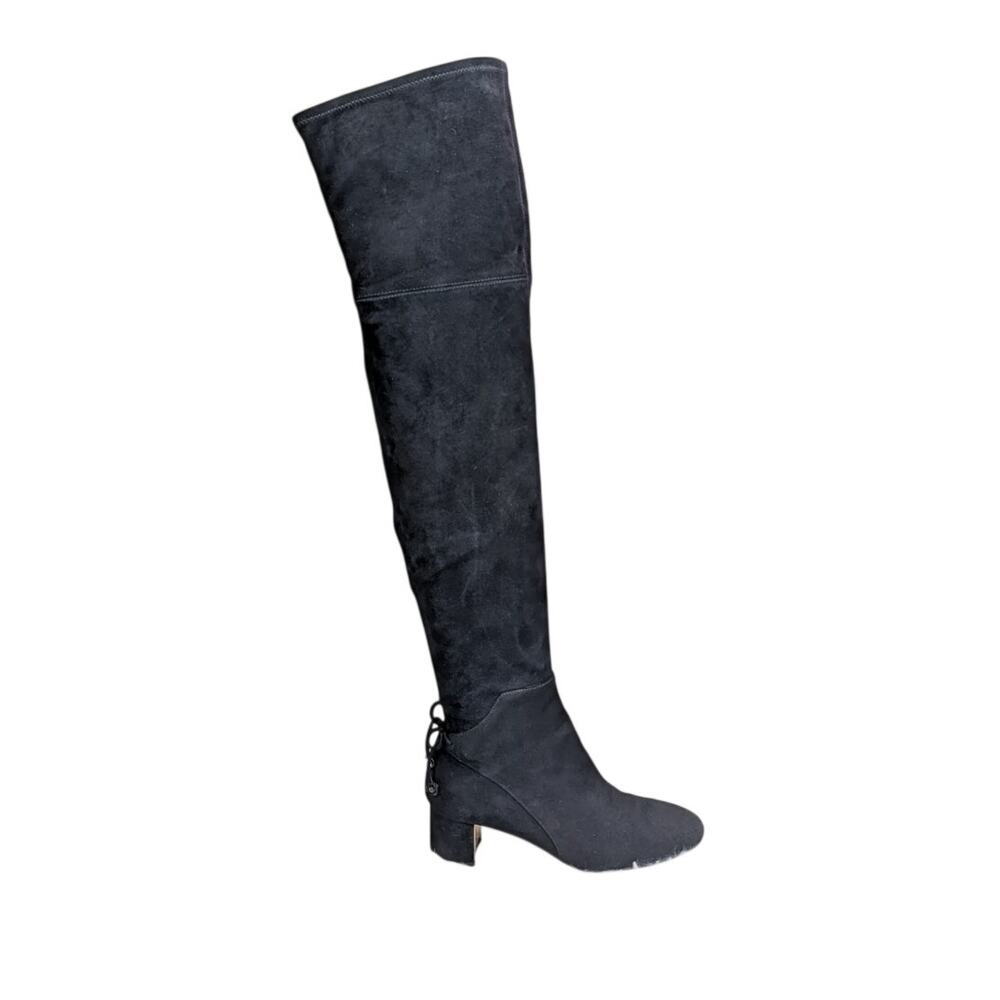 Tory Burch Laila Black Suede Over the Knee Boots Block Heel Size 6M